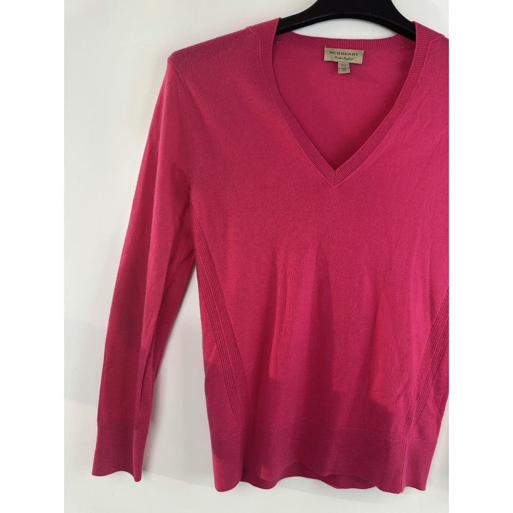 Burberry London Cashmere Sweater Pink Nova Check Elbow Patch XS Luxury Designer - Picture 4 of 16
